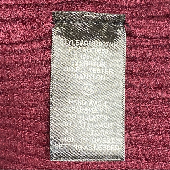 Burgundy Sweater, Ribbed Knit Turtleneck, Rich Deep Red, Devotion by Cyrus, NWT - Picture 14 of 15